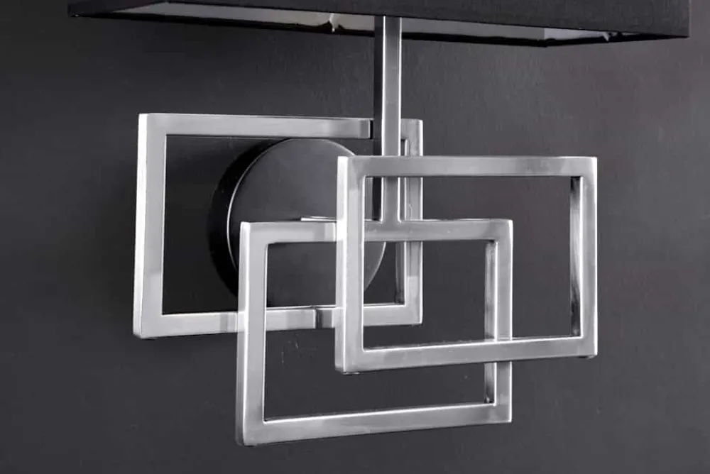 Riess-Ambiente Wandleuchten > Moderne Wandleuchte ATLANTIS 44cm silber Stoffschirm schwarz Lampe