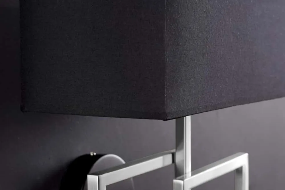 Riess-Ambiente Wandleuchten > Moderne Wandleuchte ATLANTIS 44cm silber Stoffschirm schwarz Lampe