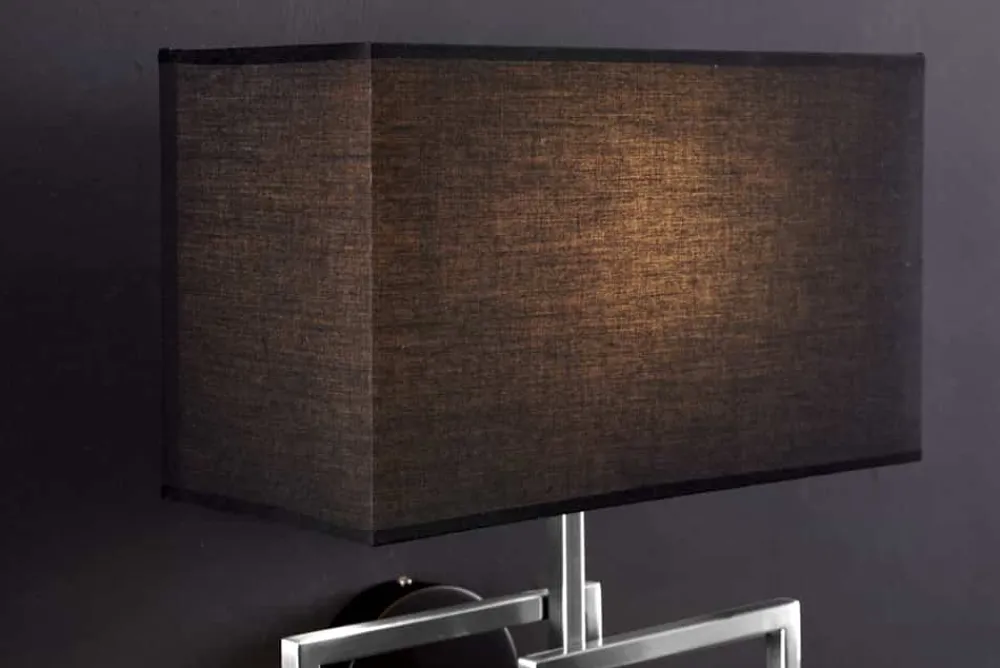 Riess-Ambiente Wandleuchten > Moderne Wandleuchte ATLANTIS 44cm silber Stoffschirm schwarz Lampe