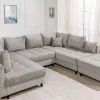 Riess-Ambiente Xxl Sofa > Moderne XXL Wohnlandschaft KENT 305cm greige Cord Bigsofa inkl. Hocker Federkern