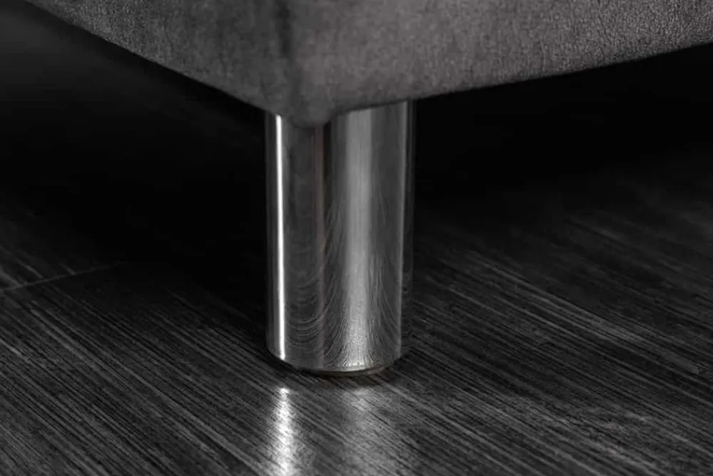 Riess-Ambiente Samt Möbel|Xxl Sofa > Moderne XXL Wohnlandschaft KENT 305cm grau Samt Bigsofa inkl. Hocker Federkern