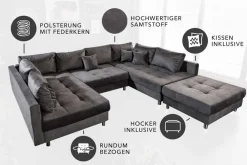 Riess-Ambiente Samt Möbel|Xxl Sofa ><noscript><img width=