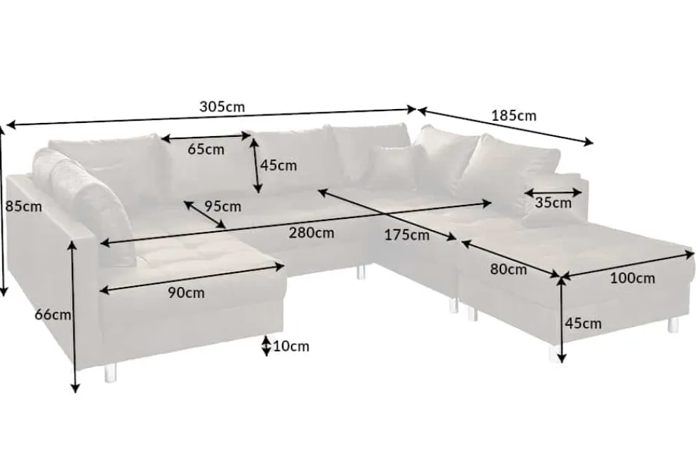 Riess-Ambiente Xxl Sofa|Ecksofa > Moderne XXL Wohnlandschaft KENT 305cm taupe Federkern Bigsofa inkl. Hocker