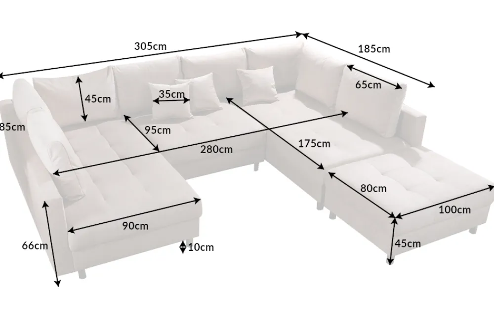 Riess-Ambiente Xxl Sofa > Moderne XXL Wohnlandschaft KENT 305cm anthrazit Cord Bigsofa inkl. Hocker Federkern