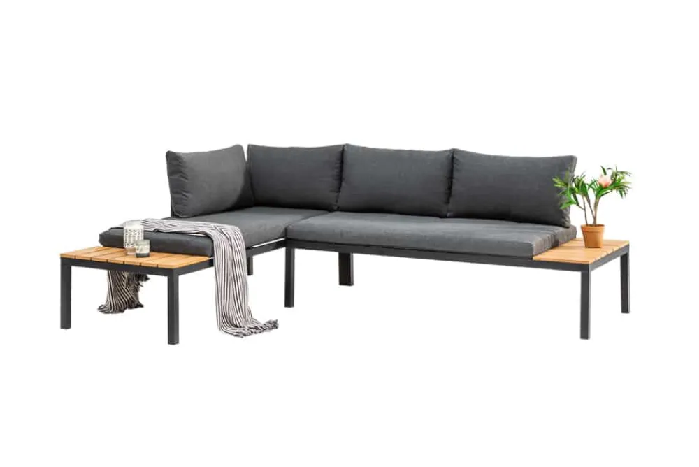 Riess-Ambiente Skandinavisch|Sitzgruppen > Modulare Garten Sitzgruppe ORLANDO LOUNGE 240cm anthrazit Aluminium wetterfest inkl. Kissen
