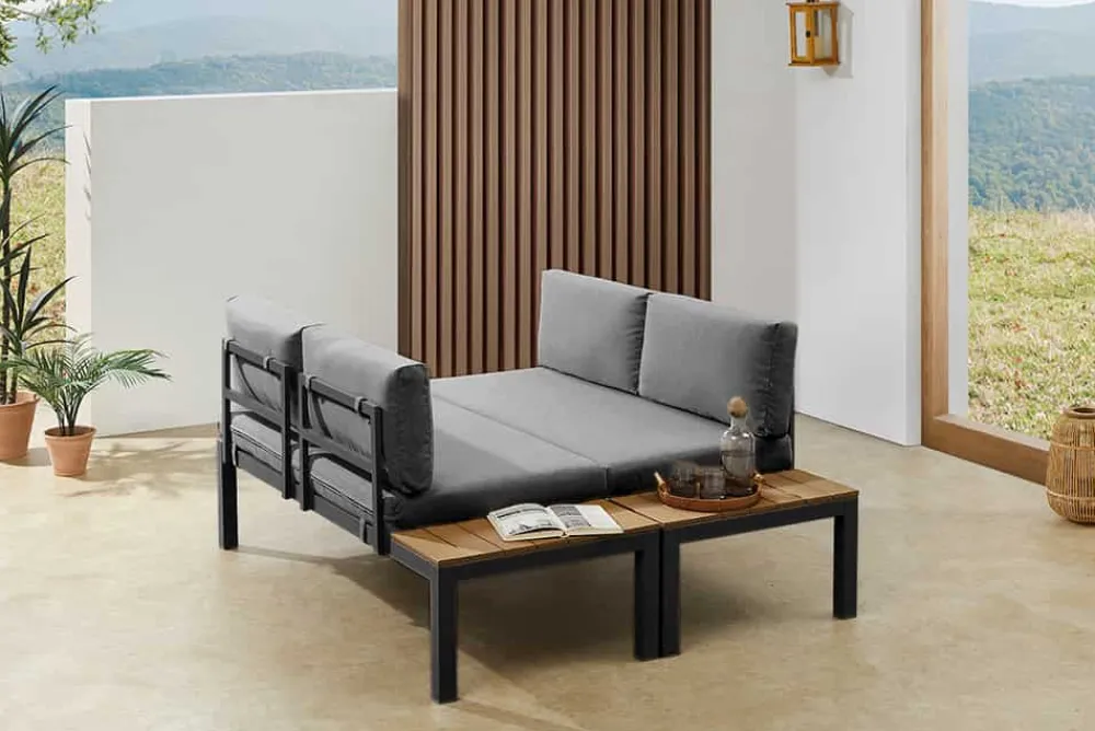 Riess-Ambiente Skandinavisch|Sitzgruppen > Modulare Garten Sitzgruppe ORLANDO LOUNGE 240cm anthrazit Aluminium wetterfest inkl. Kissen