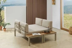 Riess-Ambiente Skandinavisch|Sitzgruppen > Modulare Garten Sitzgruppe ORLANDO LOUNGE 240cm champagner greige Aluminium wetterfest inkl. Kissen