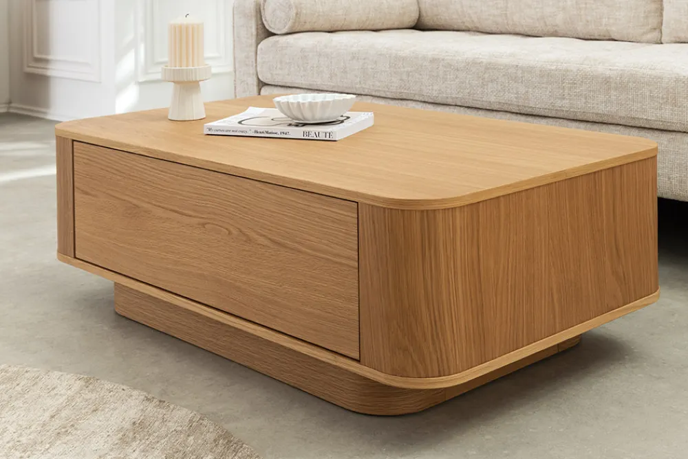 Riess-Ambiente Skandinavisch|Couchtische & Truhen > Nordischer Couchtisch VALHALLA WOOD 100cm natur Eichenholz mit Schublade