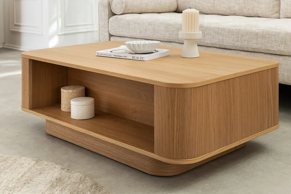 Riess-Ambiente Skandinavisch|Couchtische & Truhen > Nordischer Couchtisch VALHALLA WOOD 100cm natur Eichenholz mit Schublade