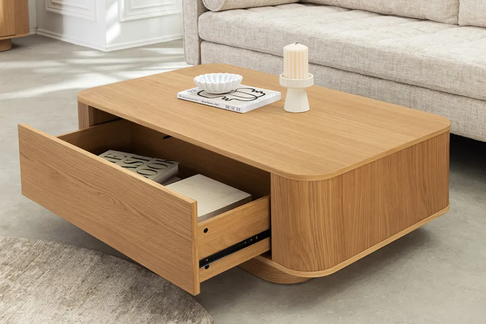Riess-Ambiente Skandinavisch|Couchtische & Truhen > Nordischer Couchtisch VALHALLA WOOD 100cm natur Eichenholz mit Schublade