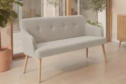 Riess-Ambiente Skandinavisch|Sitzbänke > Nordische Sitzbank SCANDINAVIA MEISTERSTÜCK 115cm beige natur Massivholz mit Armlehne