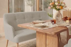 Riess-Ambiente Skandinavisch|Sitzbänke > Nordische Sitzbank SCANDINAVIA MEISTERSTÜCK 115cm beige natur Massivholz mit Armlehne