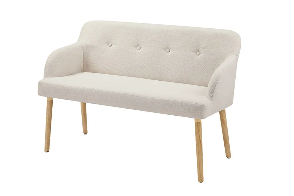 Riess-Ambiente Skandinavisch|Sitzbänke > Nordische Sitzbank SCANDINAVIA MEISTERSTÜCK 115cm beige natur Massivholz mit Armlehne