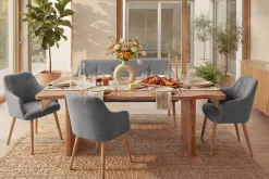 Riess-Ambiente Skandinavisch|Sitzbänke > Nordische Sitzbank SCANDINAVIA MEISTERSTÜCK 115cm grau natur Massivholz mit Armlehne