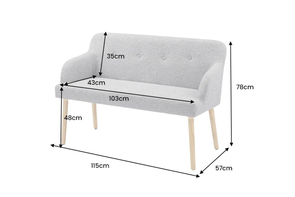 Riess-Ambiente Skandinavisch|Sitzbänke > Nordische Sitzbank SCANDINAVIA MEISTERSTÜCK 115cm grau natur Massivholz mit Armlehne