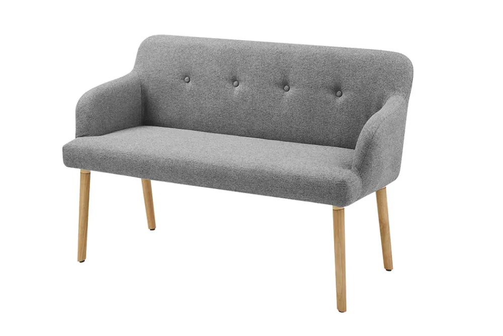 Riess-Ambiente Skandinavisch|Sitzbänke > Nordische Sitzbank SCANDINAVIA MEISTERSTÜCK 115cm grau natur Massivholz mit Armlehne