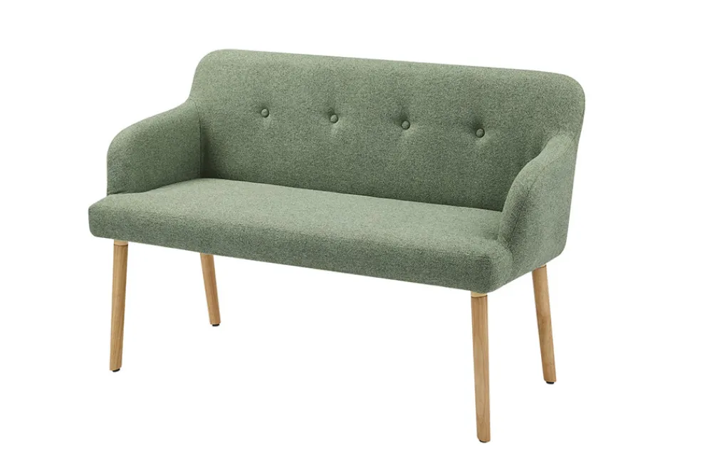 Riess-Ambiente Skandinavisch|Sitzbänke > Nordische Sitzbank SCANDINAVIA MEISTERSTÜCK 115cm salbei natur Massivholz mit Armlehne