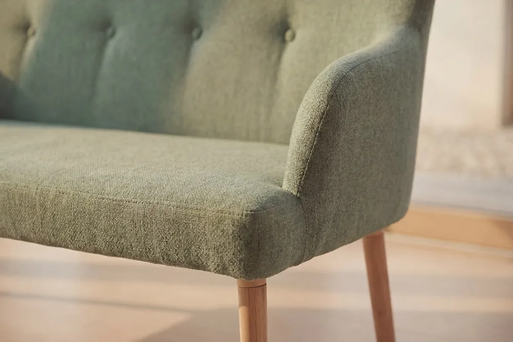 Riess-Ambiente Skandinavisch|Sitzbänke > Nordische Sitzbank SCANDINAVIA MEISTERSTÜCK 115cm salbei natur Massivholz mit Armlehne