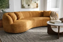 Riess-Ambiente Skandinavisch|3-Sitzer Sofa > Organisches Sofa ATELIER 230cm senfgelb Samt 3-Sitzer Couch inkl. Kissen