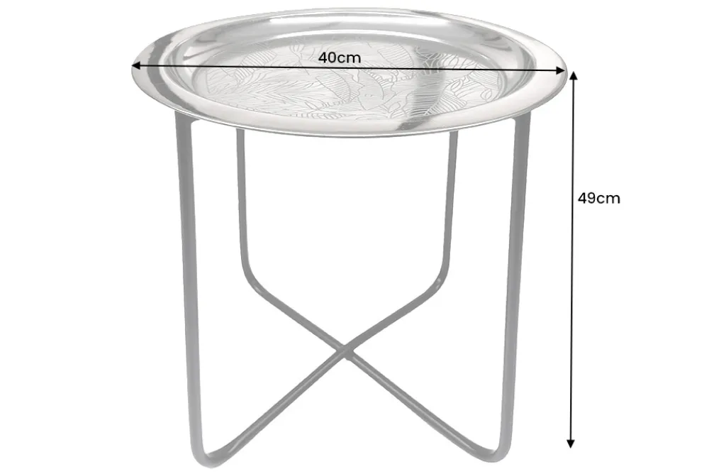 Riess-Ambiente Beistelltische > Orientalischer Beistelltisch CASABLANCA 50cm silber schwarz Tablett abnehmbar klappbar