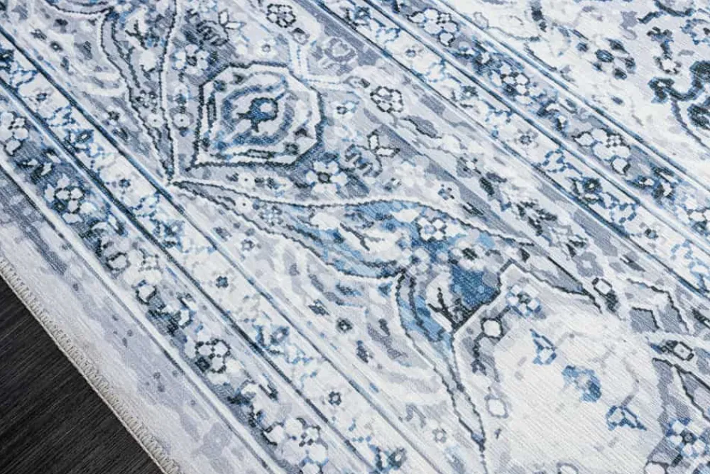 Riess-Ambiente Teppiche > Orientalischer XXL Teppich OLD MARRAKESCH 350x240cm grau blau Flachgewebe