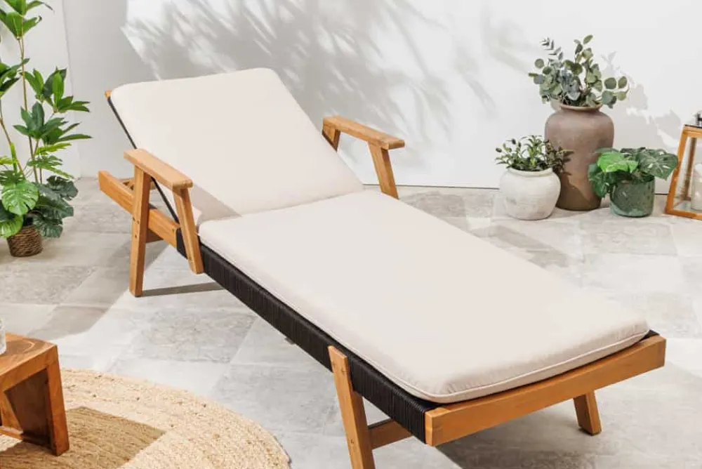Riess-Ambiente Skandinavisch|Outdoor Kissen > Outdoor Auflage COMFORT LINE 60x192cm beige Polsterkissen für Sonnenliege