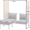 Riess-Ambiente Sitzgruppen|Sitzbänke > Outdoor Balkonlounge 2-Sitzer COCOONING anthrazit Aluminium Holz mit Hocker wetterfest