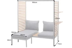 Riess-Ambiente Sitzgruppen|Sitzbänke > Outdoor Balkonlounge 2-Sitzer COCOONING anthrazit Aluminium Holz mit Hocker wetterfest