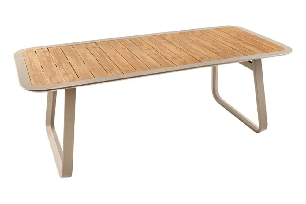 Riess-Ambiente Esstische|Gartentische > Outdoor Esstisch ORGANIC 200cm natur Kunststoff greige Aluminium Gartentisch wetterfest