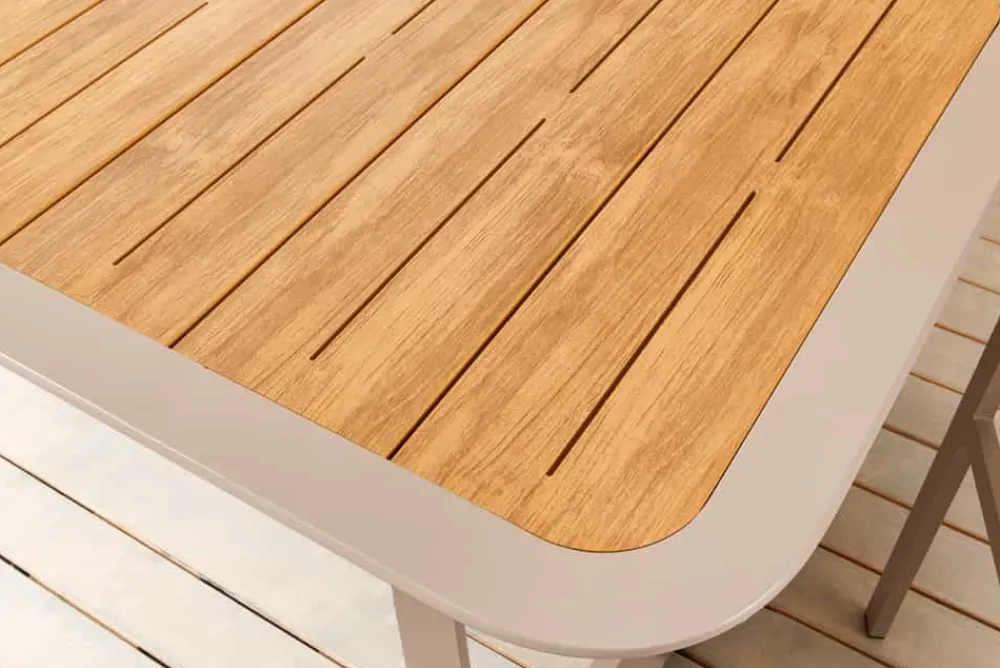 Riess-Ambiente Esstische|Gartentische > Outdoor Esstisch ORGANIC 200cm natur Kunststoff greige Aluminium Gartentisch wetterfest