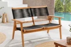 Riess-Ambiente Mehr...|Bänke Und Hocker > Outdoor Gartenbank BALI ROPE 120cm natur anthrazit Akazie 2-Sitzer