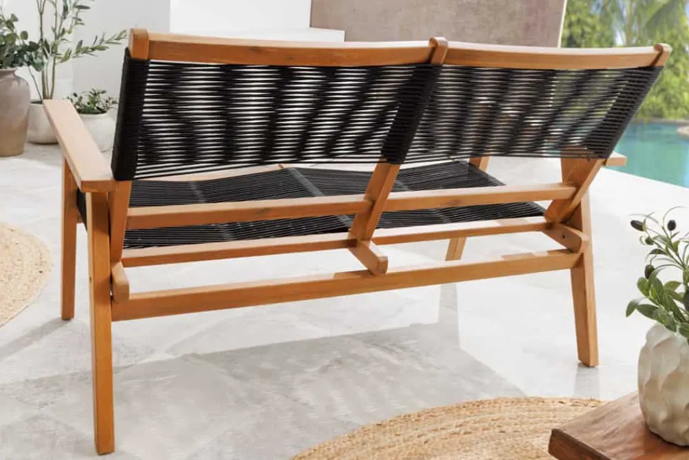 Riess-Ambiente Mehr...|Bänke Und Hocker > Outdoor Gartenbank BALI ROPE 120cm natur anthrazit Akazie 2-Sitzer