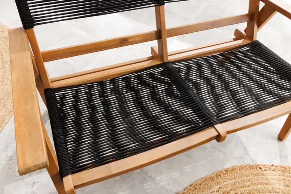 Riess-Ambiente Mehr...|Bänke Und Hocker > Outdoor Gartenbank BALI ROPE 120cm natur anthrazit Akazie 2-Sitzer