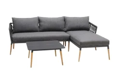 Riess-Ambiente Sitzgruppen > Outdoor Gartenlounge IPANEMA 240cm anthrazit Aluminium Teakholz wetterfest