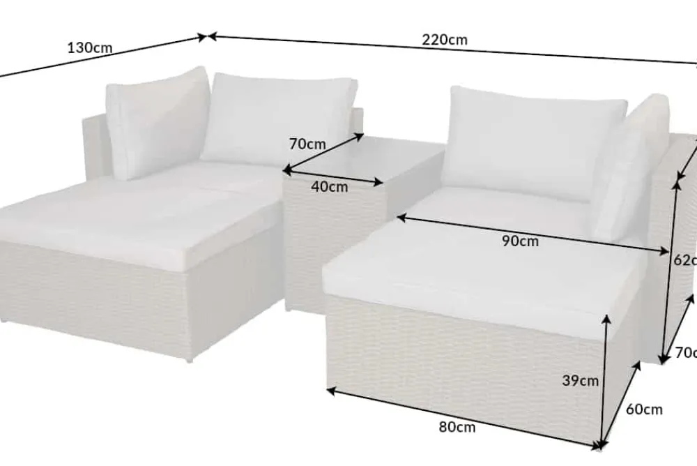 Riess-Ambiente Sitzgruppen > Outdoor Gartenlounge Set XXL MODULAR natur Polyrattan Sitzgruppe wetterfest inkl. Kissen