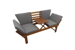 Riess-Ambiente Mehr...|Skandinavisch > Outdoor Garten Sitzbank MODULAR 200cm natur grau Akazie mit Tisch inkl. Kissen klappbar