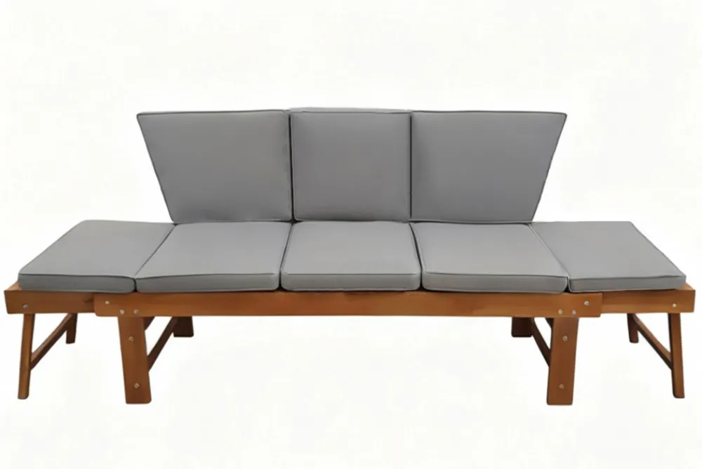 Riess-Ambiente Mehr...|Skandinavisch > Outdoor Garten Sitzbank MODULAR 200cm natur grau Akazie mit Tisch inkl. Kissen klappbar
