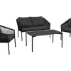 Riess-Ambiente Skandinavisch|Sitzgruppen > Outdoor Garten-Sitzgruppe AIRE ROPE anthrazit wetterfest inkl. Tisch und Kissen