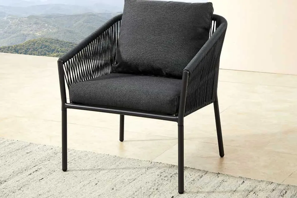 Riess-Ambiente Skandinavisch|Sitzgruppen > Outdoor Garten-Sitzgruppe AIRE ROPE anthrazit wetterfest inkl. Tisch und Kissen