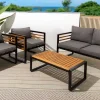 Riess-Ambiente Sitzgruppen > Outdoor Garten-Sitzgruppe PURE grau natur Akazie schwarz Metall inkl. Tisch Sitzpolster