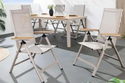 Riess-Ambiente Gartenstühle > Outdoor Gartenstuhl DESIGNO taupe Aluminium klappbar wetterfest Hochlehner