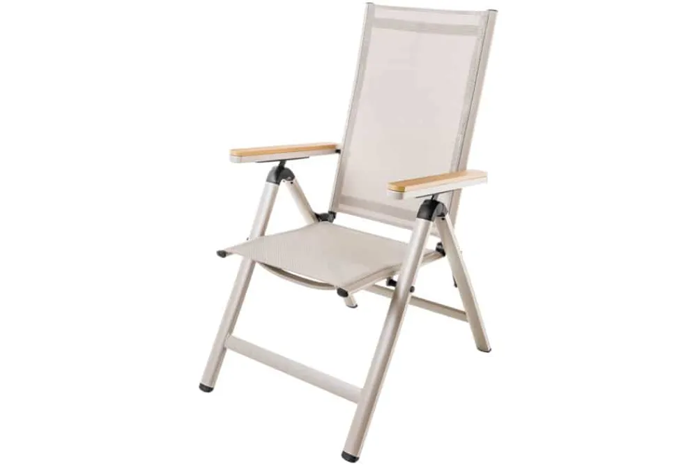 Riess-Ambiente Gartenstühle > Outdoor Gartenstuhl DESIGNO taupe Aluminium klappbar wetterfest Hochlehner