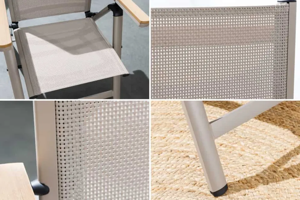 Riess-Ambiente Gartenstühle > Outdoor Gartenstuhl DESIGNO taupe Aluminium klappbar wetterfest Hochlehner
