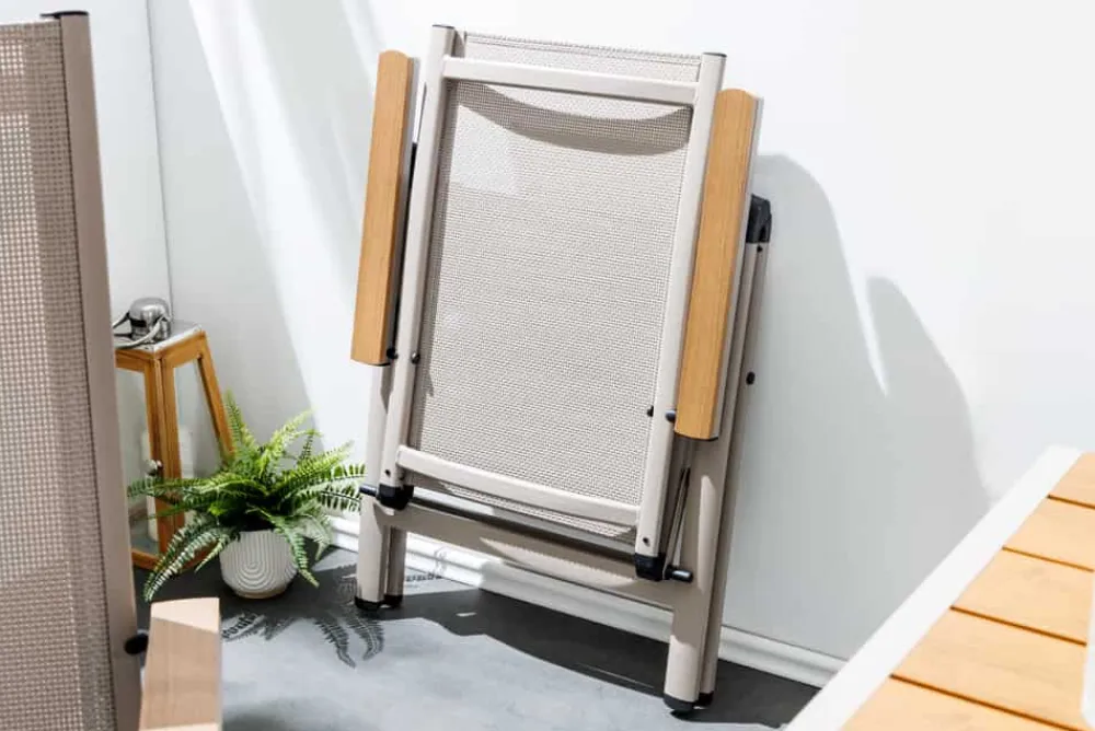 Riess-Ambiente Gartenstühle > Outdoor Gartenstuhl DESIGNO taupe Aluminium klappbar wetterfest Hochlehner