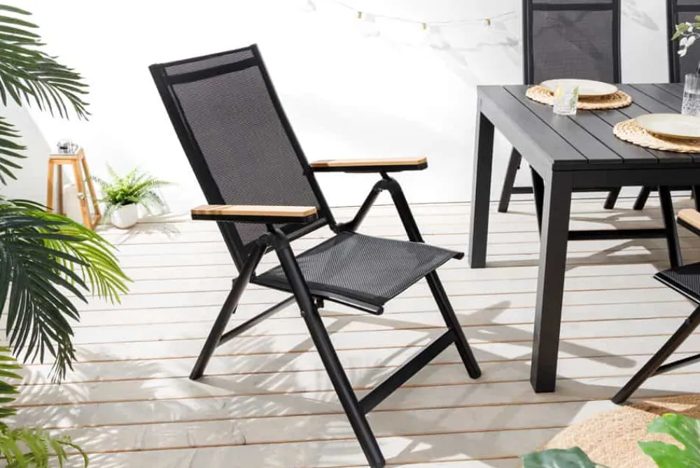 Riess-Ambiente Gartenstühle > Outdoor Gartenstuhl DESIGNO anthrazit Aluminium klappbar wetterfest Hochlehner