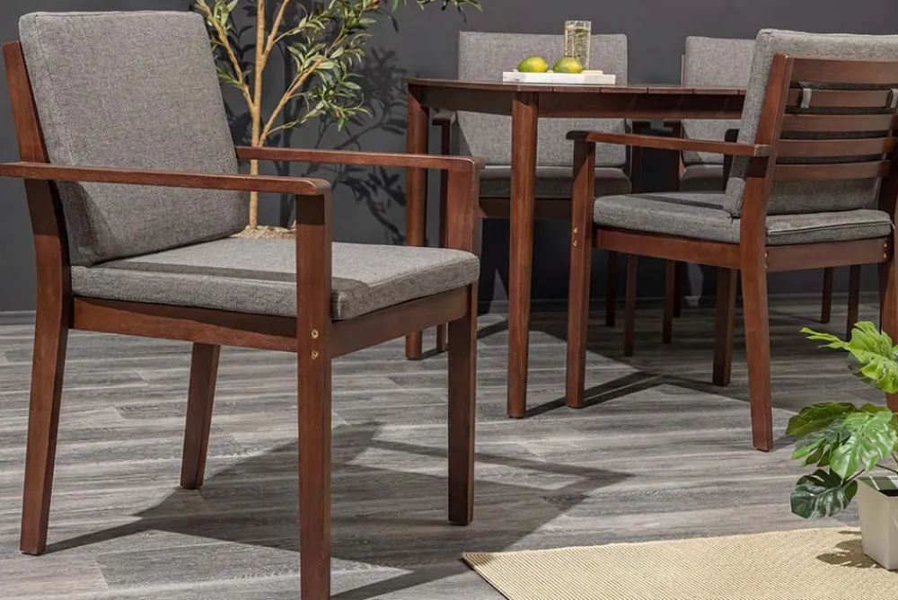 Riess-Ambiente Mehr...|Massivholz Gartenmöbel > Outdoor Gartenstuhl KOPENHAGEN anthrazit braun Akazie honey finish inkl. Kissen stapelbar