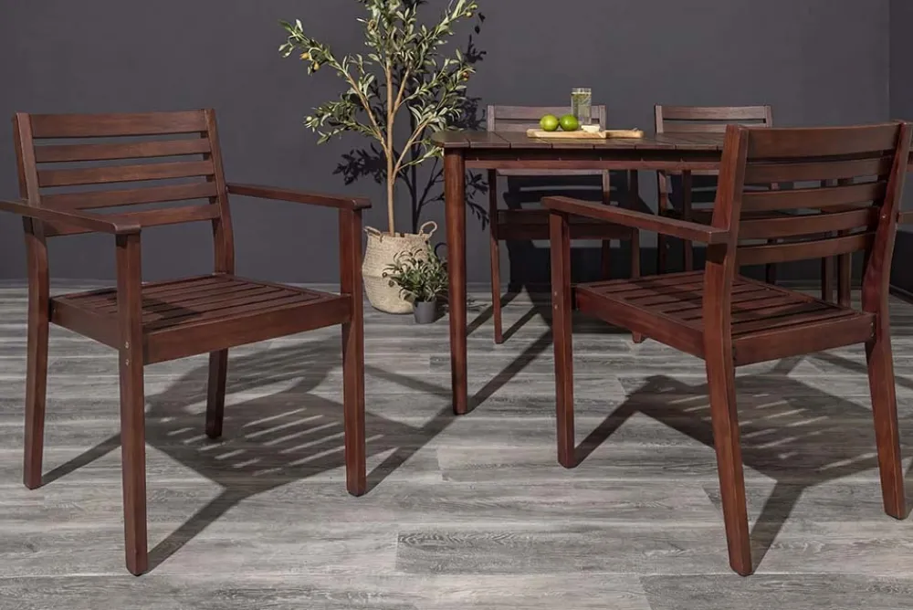 Riess-Ambiente Mehr...|Massivholz Gartenmöbel > Outdoor Gartenstuhl KOPENHAGEN anthrazit braun Akazie honey finish inkl. Kissen stapelbar