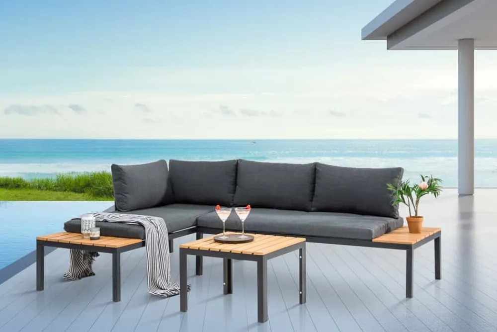 Riess-Ambiente Skandinavisch|Gartentische > Outdoor Gartentisch ORLANDO LOUNGE 60cm anthrazit natur Aluminium wetterfest