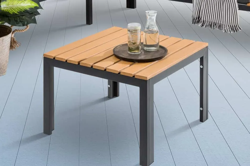 Riess-Ambiente Skandinavisch|Gartentische > Outdoor Gartentisch ORLANDO LOUNGE 60cm anthrazit natur Aluminium wetterfest
