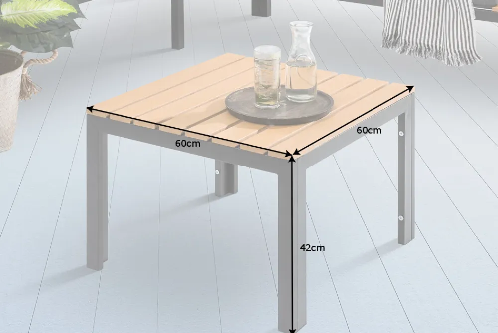 Riess-Ambiente Skandinavisch|Gartentische > Outdoor Gartentisch ORLANDO LOUNGE 60cm anthrazit natur Aluminium wetterfest